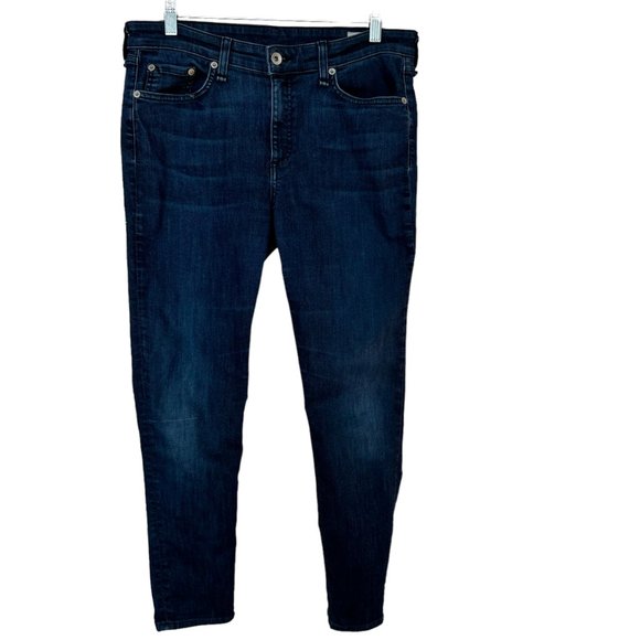 Women's Rag and Bone Cate Mid-Rise Anke Skinny Jeans Size 30 Blue Wash EUC - Picture 5 of 9